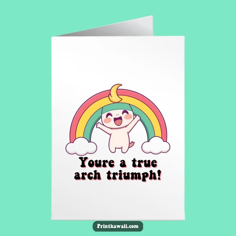 Free Printable Congrats Card: Joyful Rainbow Character Colorful Downloadable Gift