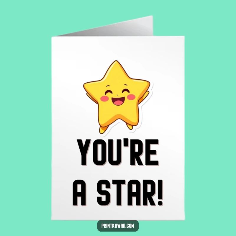Free Printable Congrats Card: Jumping Star Success Downloadable Gift