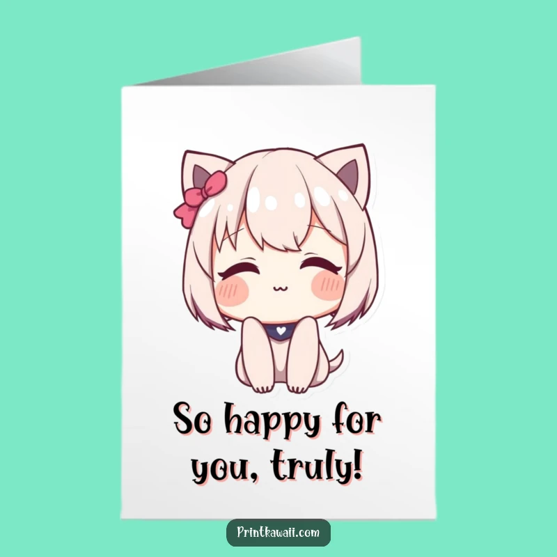 Free Printable Congrats Card: Shy Kawaii Blushing Funny Downloadable Gift!