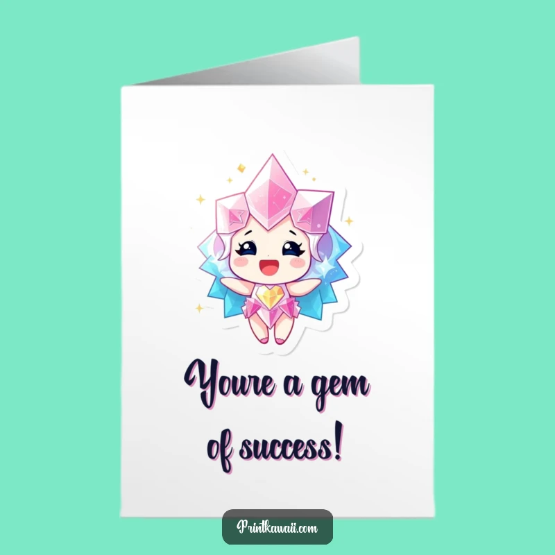 Free Printable Congrats Card: Sparkling Gem Happy Character Downloadable Gift
