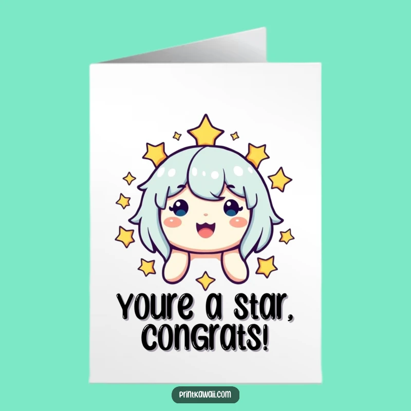 Free Printable Congrats Card: Star Character Celebration, Funny Downloadable Gift