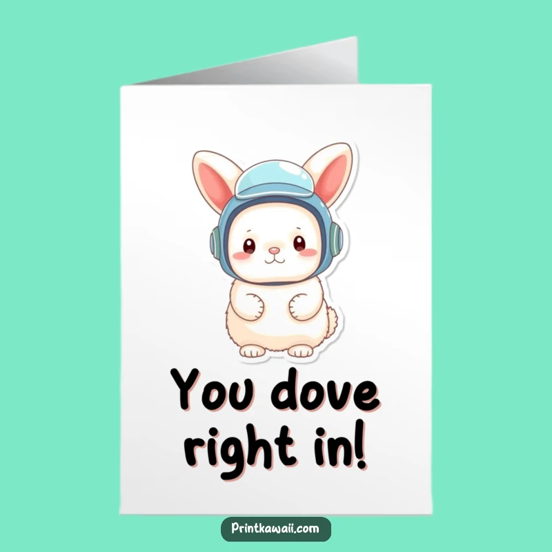 Free Printable Congratulations Card: Bunny Diver for an Ocean-themed Downloadable Surprise