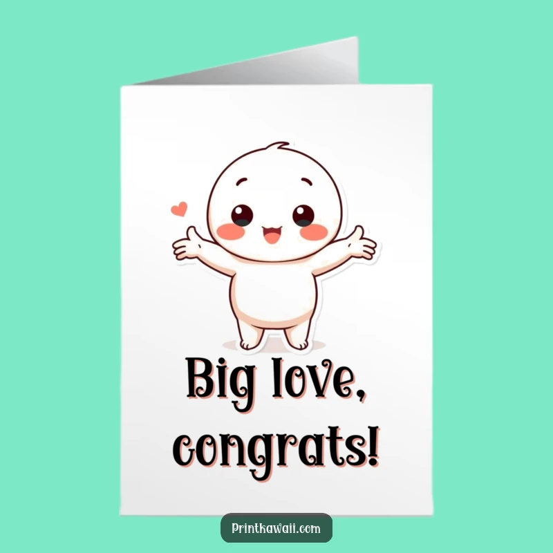 Free Printable Kawaii Love Hug Card for Heartfelt Congrats