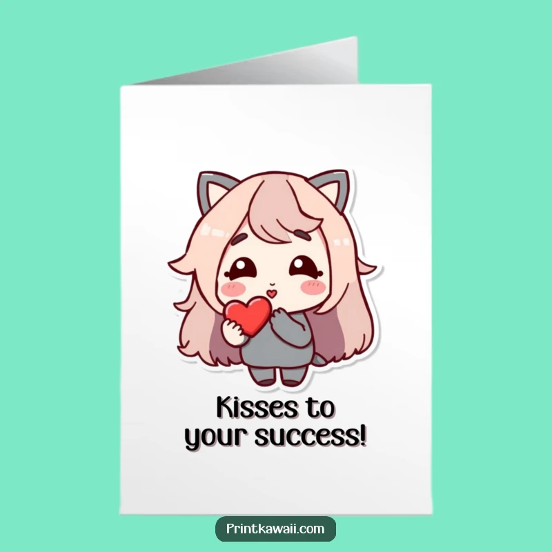 Free Printable Congrats Card: Kissing Heart Cheer - Easy Download