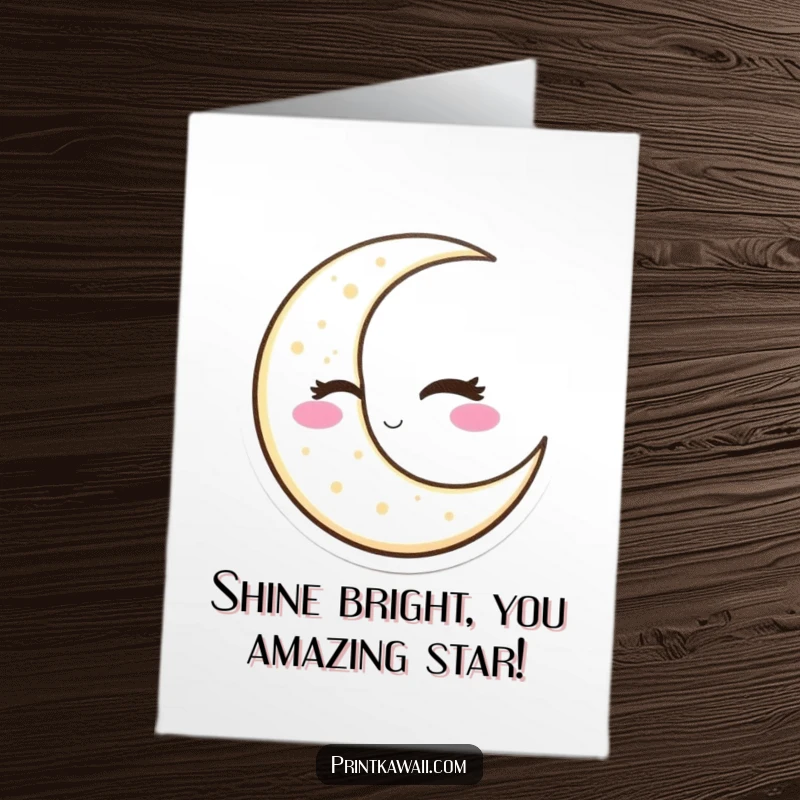 Funny Free Printable Congratulations Card showing a slyly winking crescent moon character, perfect for celebrating wins with humor.