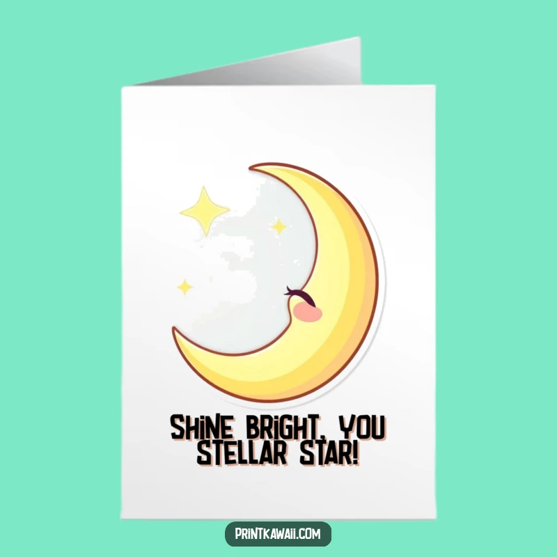 Free Printable Congrats Card: Winking Moon Star, Funny Downloadable Celebration Gift