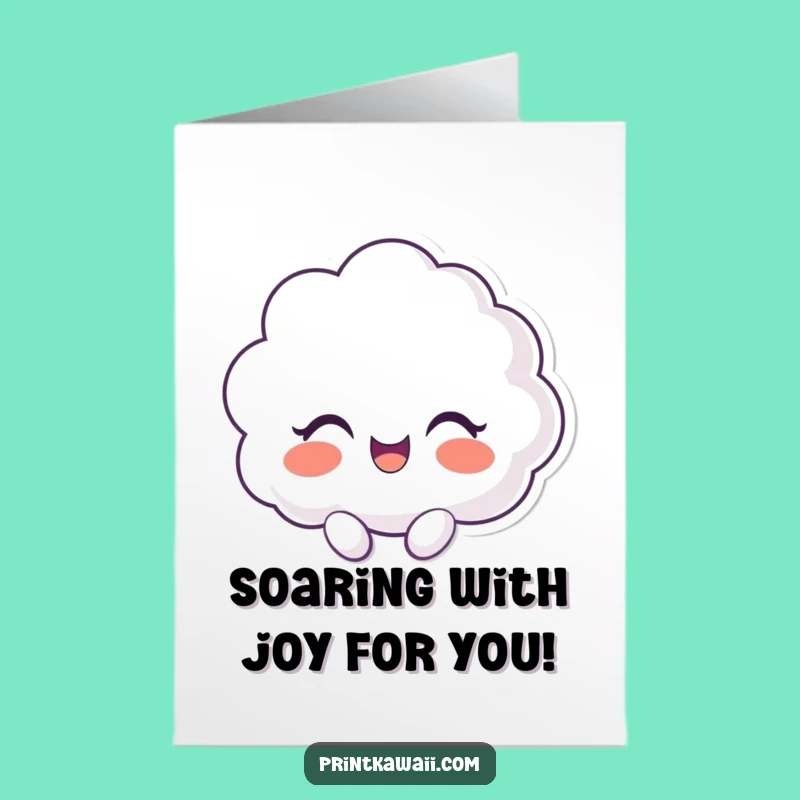 Free Printable Congrats Card: Giggling Cloud Character Cheering Your Wonderful Success