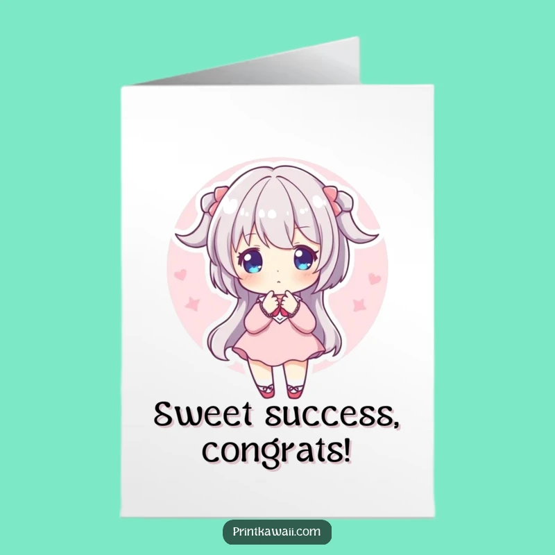 Free Printable Congrats Card: Pink Aura Calm - Easy Download