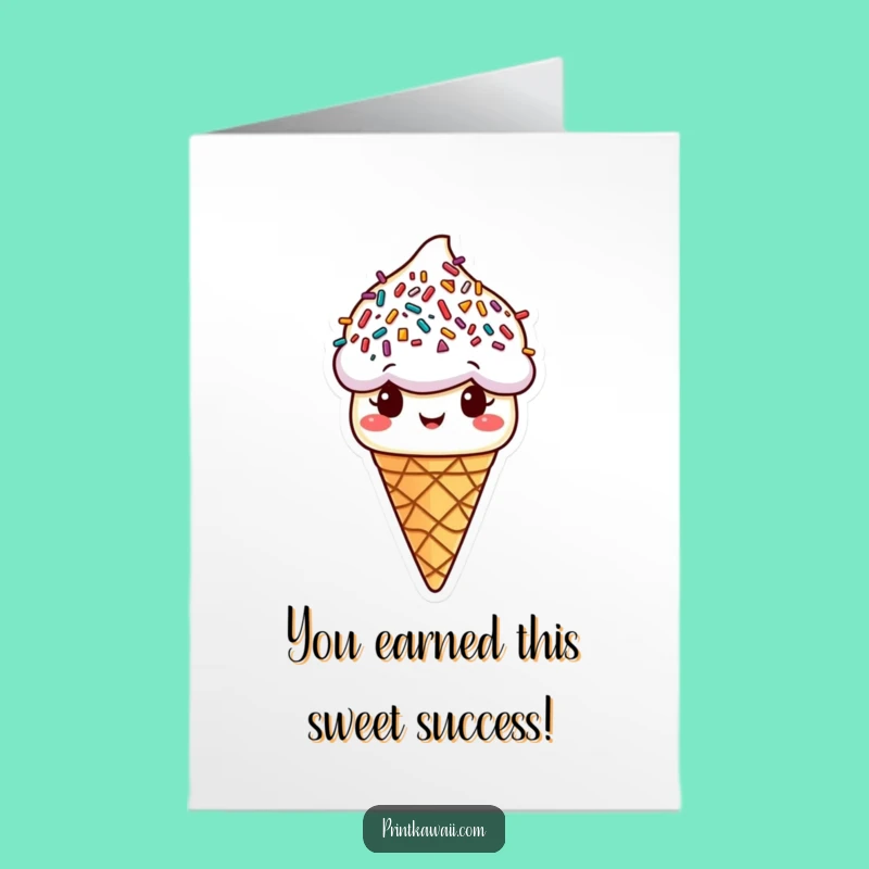 Free Printable Congrats Card: Joyful Ice Cream Cone Sprinkles Hair Downloadable Gift