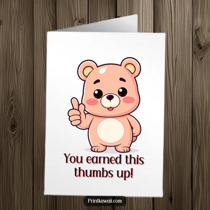 Funny Free Printable Congratulations Card: A Happy Gummy Bear Character Giving a Strong Thumbs Up