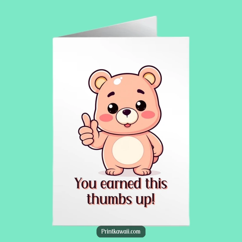 Free Printable Congrats Card: Gummy Bear Giving Thumbs Up for Your Amazing Achievement