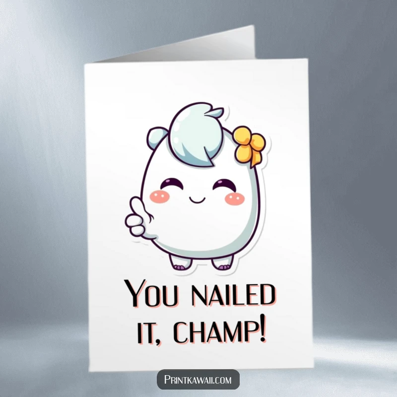 Funny Free Printable Congratulations Card: A Sweet Character Giving a Big, Positive Thumbs Up.