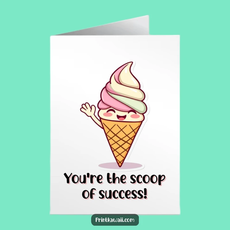 Free Printable Ice Cream Congrats Card: Wavy & Funny Downloadable