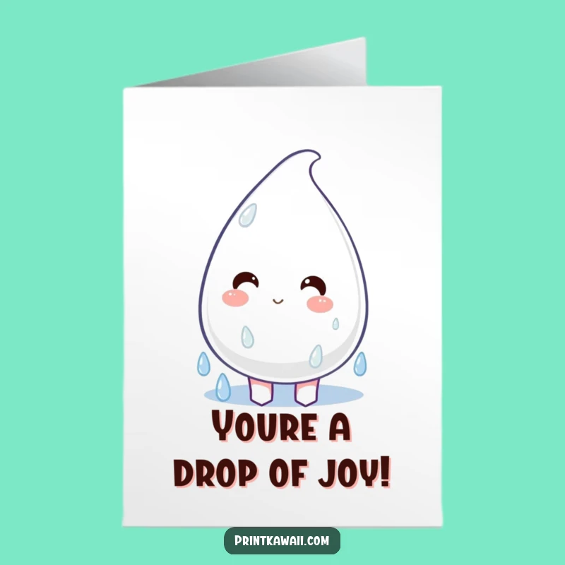 Free Printable Congrats Card: Happy Raindrop Character Joyful Downloadable Gift