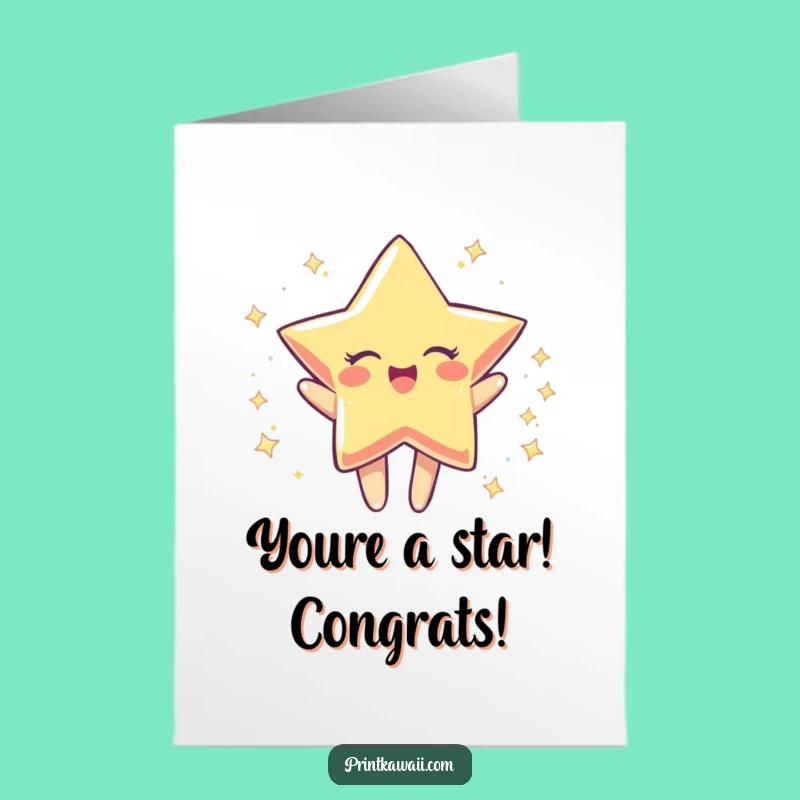Free Printable Star Congrats Card: Joyful Spin Downloadable