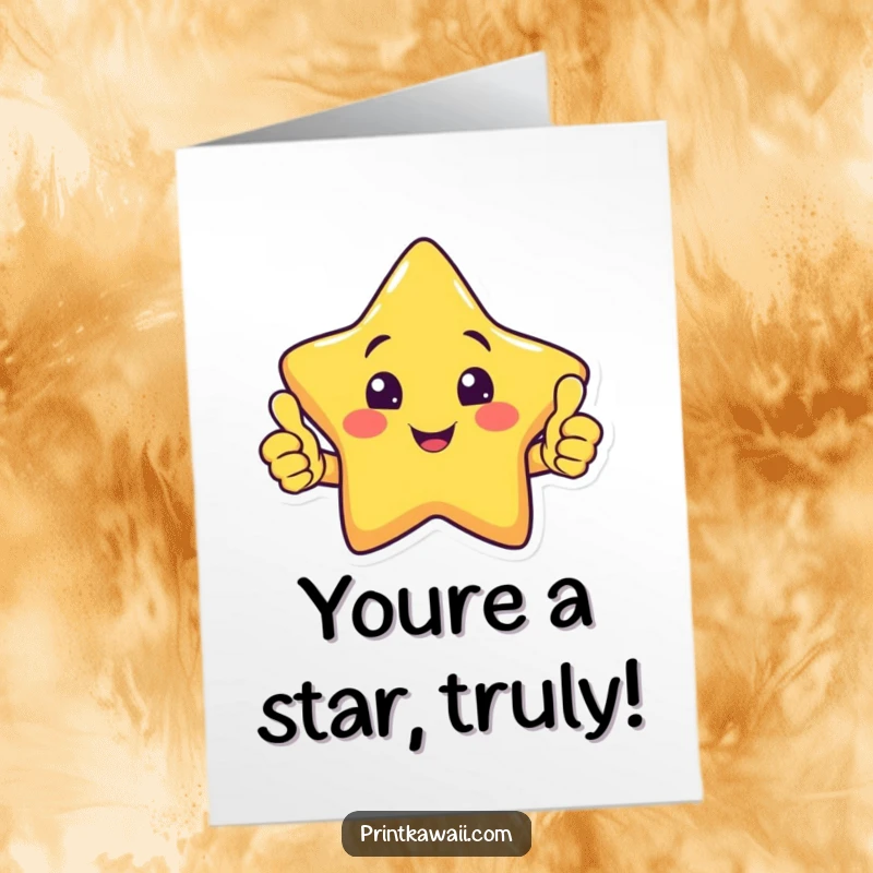 Funny Free Printable Congratulations Card showing a smiling star character giving two enthusiastic thumbs up.
