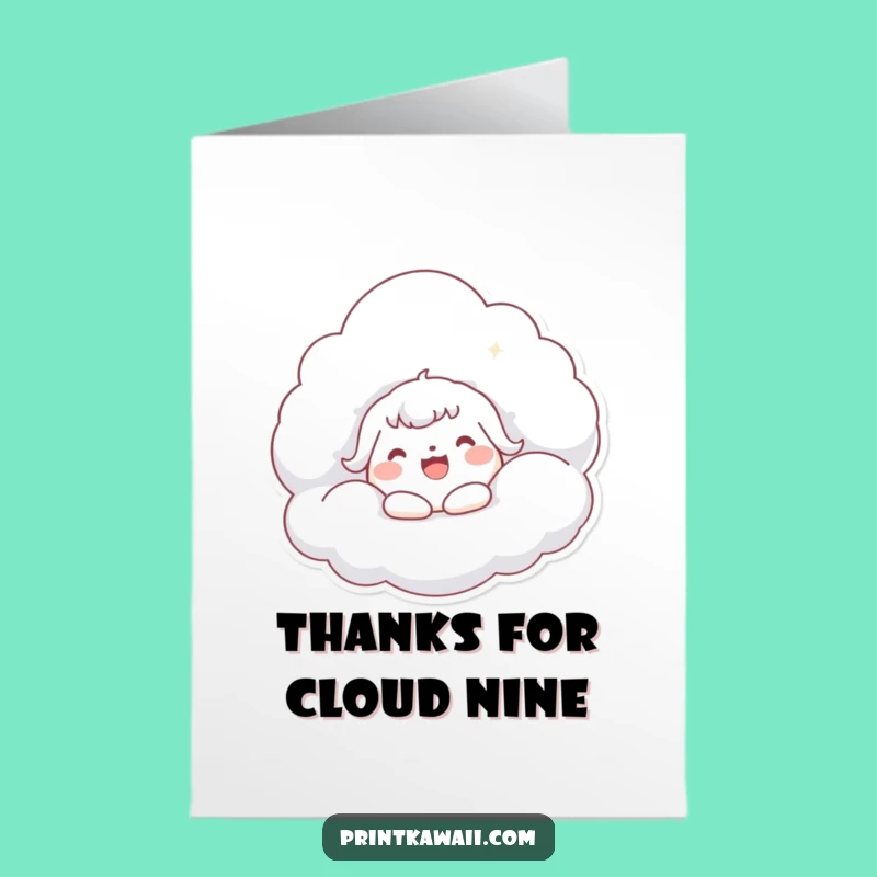 Free Printable Kawaii Cloud Hug Thank You Card for Sweet Thanks