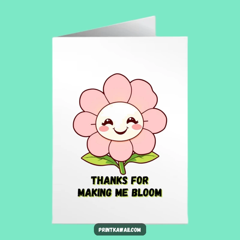 Free Printable Thank You Card: Flower Character's Blooming Gratitude Downloadable Gift