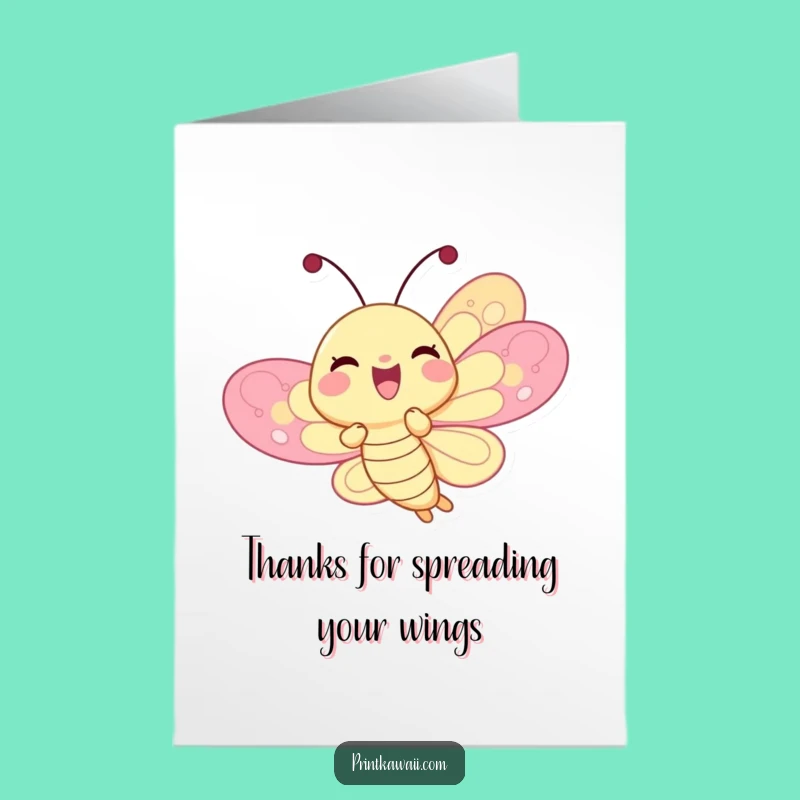 Free Printable Thank You Card: Fluttering Butterfly Grace, Funny Downloadable Appreciation Gift