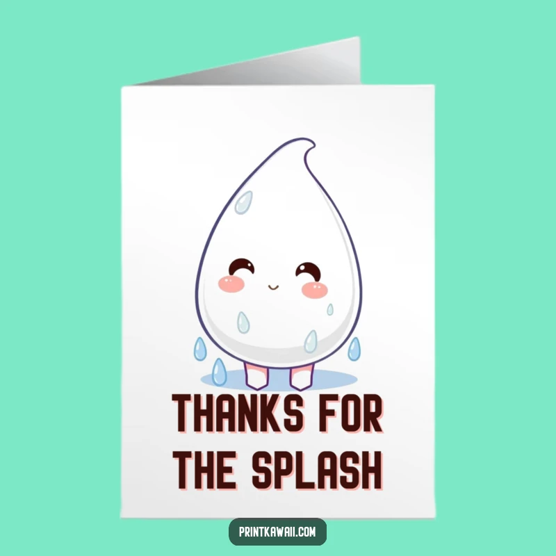 Free Printable Thank You Card: Happy Raindrop Character Cheerful Downloadable Gift
