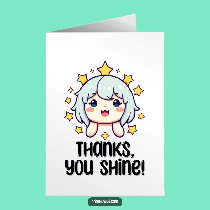Free Printable Thank You Card: Star Character Gratitude, Funny Downloadable Gift