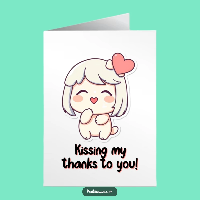 Free Printable Thank You Card: Kissing Heart Character for a Sweet Downloadable Gift!