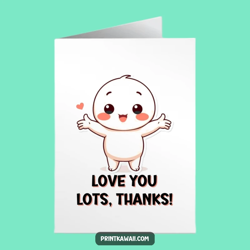 Free Printable Kawaii Love Hug Thank You Card for Big Thanks