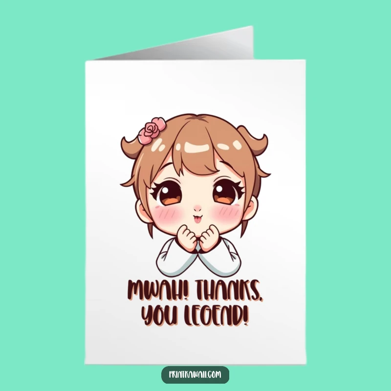 Free Printable Thank You Card: Kissy Kawaii - Print at Home