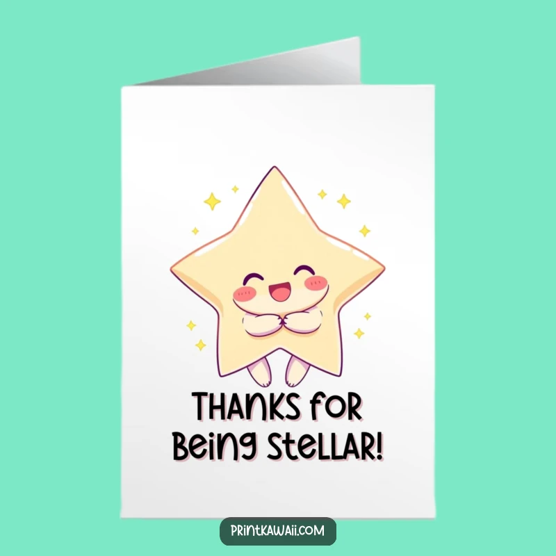 Free Printable Thank You Card: Star Hugger Character - Funny Downloadable Appreciation Gift