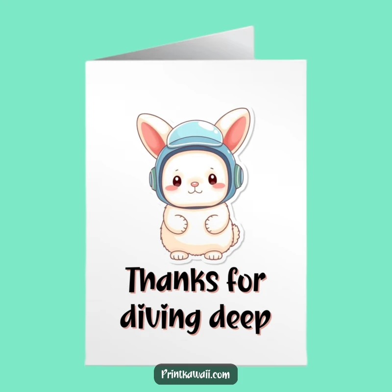 Funny Free Printable Thank You Card: Bunny Diver for a Whimsical Downloadable Gift