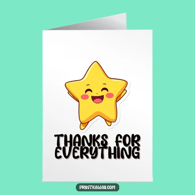 Free Printable Thank You Card: Jumping Star Gratitude Downloadable Gift