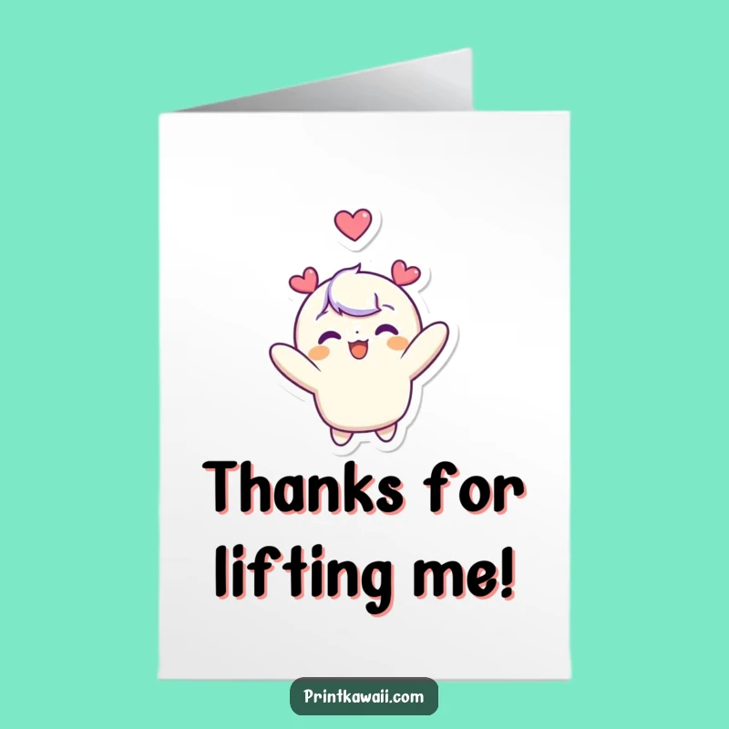 Free Printable Thank You Card: Sweet Floating Character - Funny Downloadable Expression of Gratitude