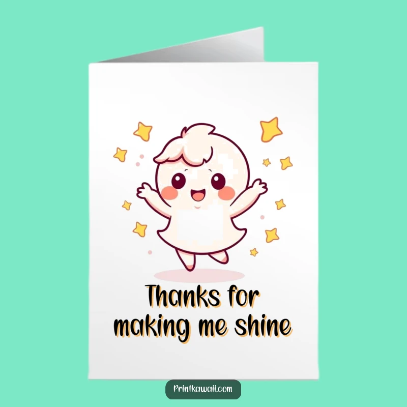 Free Printable Kawaii Star Dance Thank You Card for Grateful Cheers