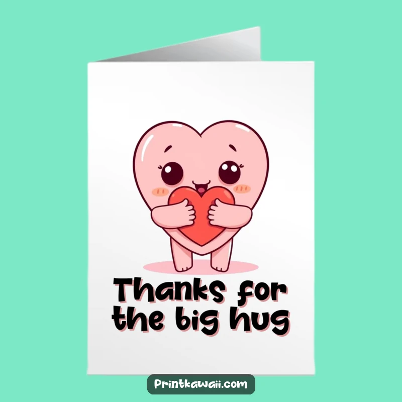 Free Printable Heart Hug Thank You Card: Warm Gratitude Gift