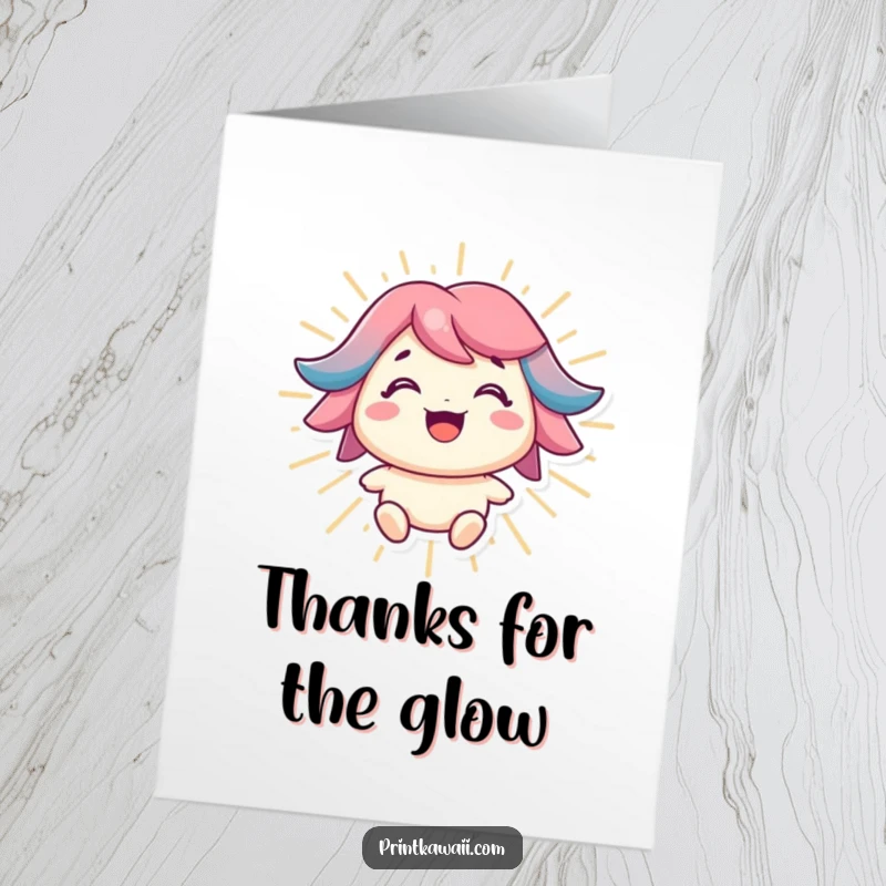 Funny Free Printable Thank You Card: Smiling character radiates positive energy, conveying a cheerful and thankful message.