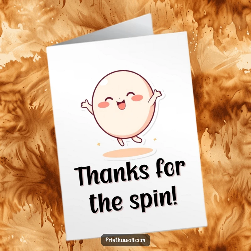 Funny Free Printable Thank You Card with a playful, round character dancing with happiness, expressing sincere thanks.