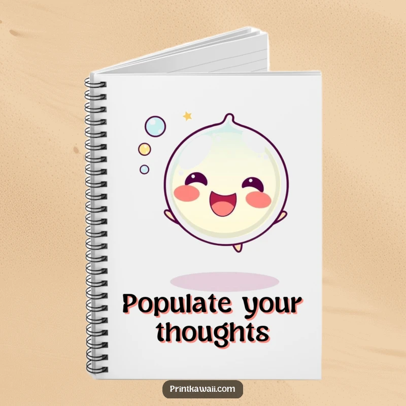 Funny Bubble Notebook: The cover features a happy bubble character popping with a sound, inspiring joyful notes and creative thinking.
