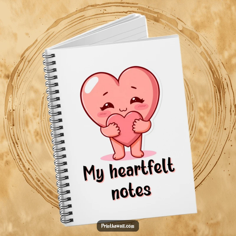 Funny cute heart character giving a hug on a notebook. Great for journaling loving thoughts. Funny.