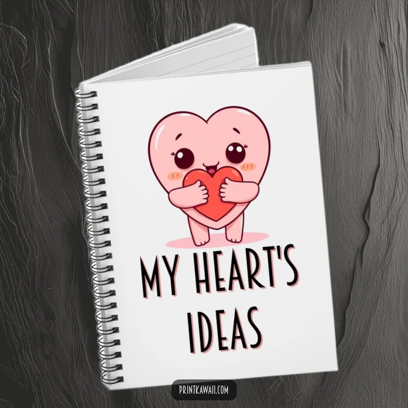 Funny notebook featuring a heart character giving a hug, perfect for journaling and positive affirmations, an excellent funny gift.