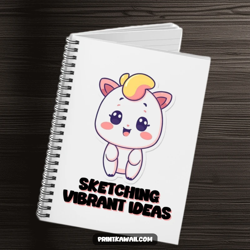Funny notebook featuring a vibrant rainbow character with a surprised smile, ideal for writing down ideas and colorful thoughts.