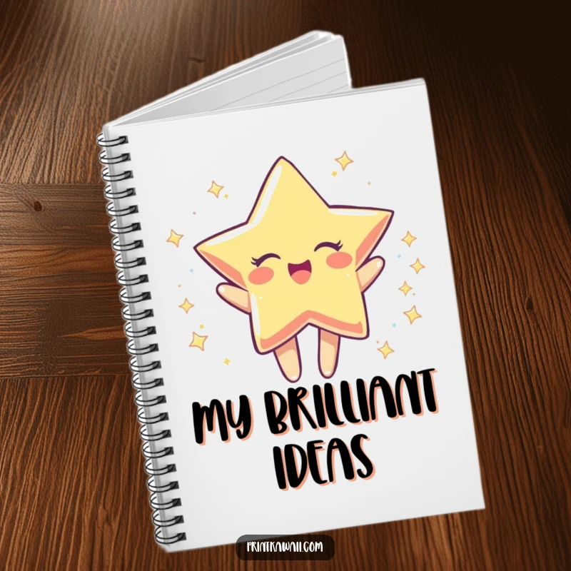 Funny notebook featuring a star character joyfully spinning, perfect for journaling and creative inspiration, an excellent funny gift.