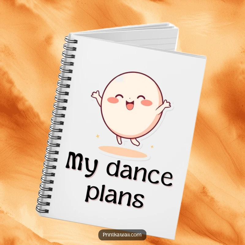 Funny Notebook: A playful, round character dances with joy, perfect for journaling ideas and happy thoughts.