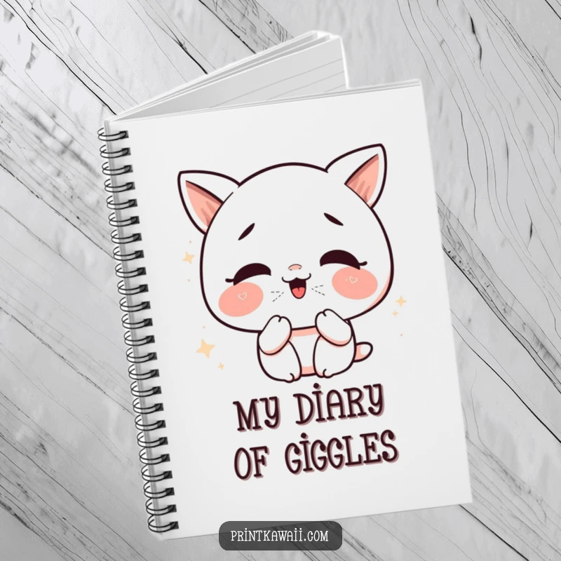 Funny Kawaii Kiss Notebook: Cute character giggling, blowing glittery kisses, perfect for journaling happy thoughts.