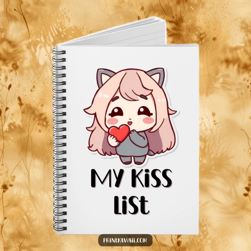 Funny Notebook: A gentle character blowing a kiss towards a heart, perfect for journaling.