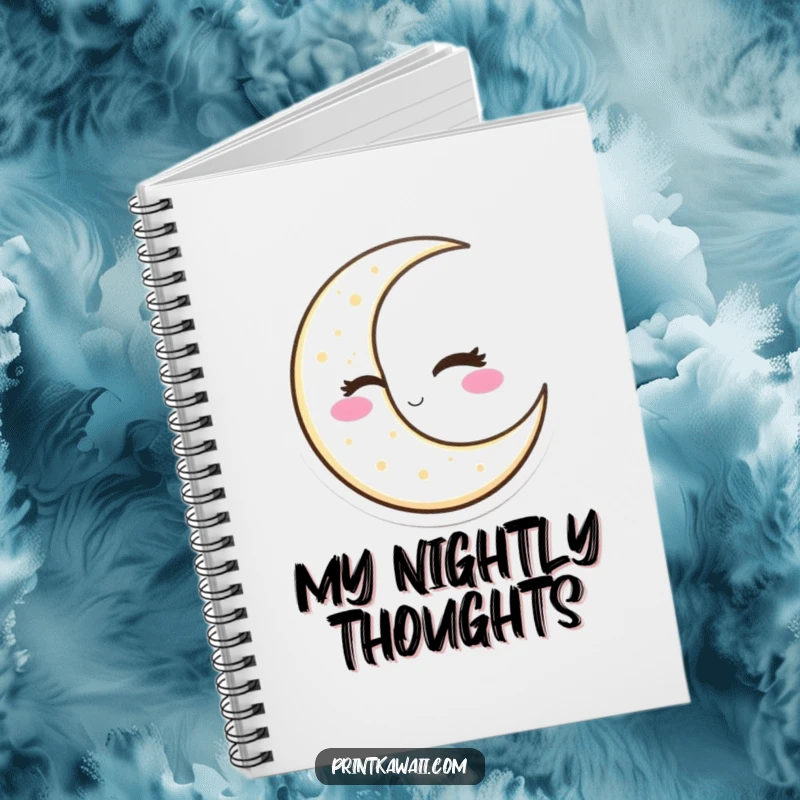 Funny Winking Moon Notebook with a slyly winking crescent moon character, perfect for jotting notes with cosmic flair, a unique funny gift.