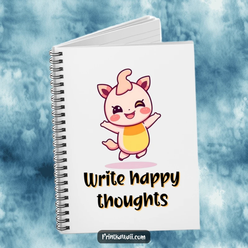 Funny notebook featuring a giggling rainbow character in a cheerful hop, perfect for note-taking and sparking creative, joyful thoughts.