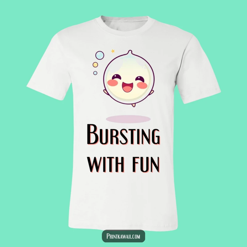 Funny Bubble T-Shirt: Happy Popping Character for Playful Style