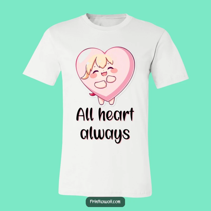 Funny Kawaii Love T-Shirt - Joyful Embrace Heart Tee