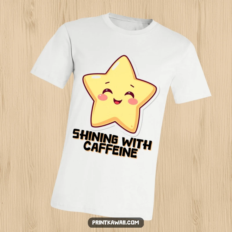 Funny t-shirt with a beaming star character radiating pure happiness and joy, perfect for those who love to stand out.