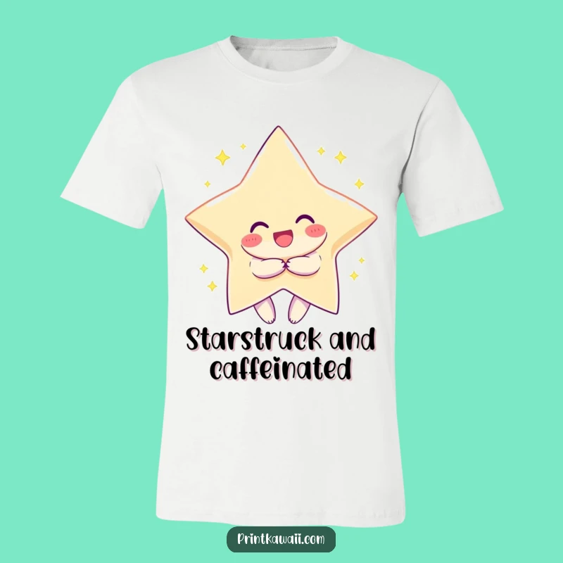 Funny Star Embrace T-Shirt: Smiling Character Hugs Sparkle - Hilarious Gift Apparel